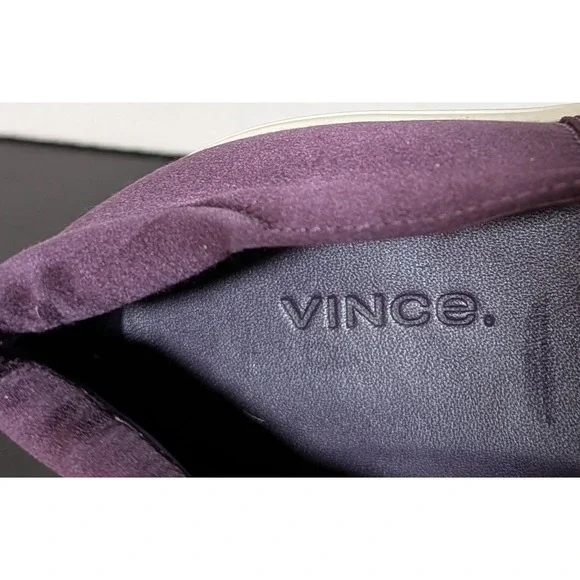 Vince Women's Corbin Slip-On Size 6 1/2" Aubergine Satin and Canvas - Picture 6 of 6
